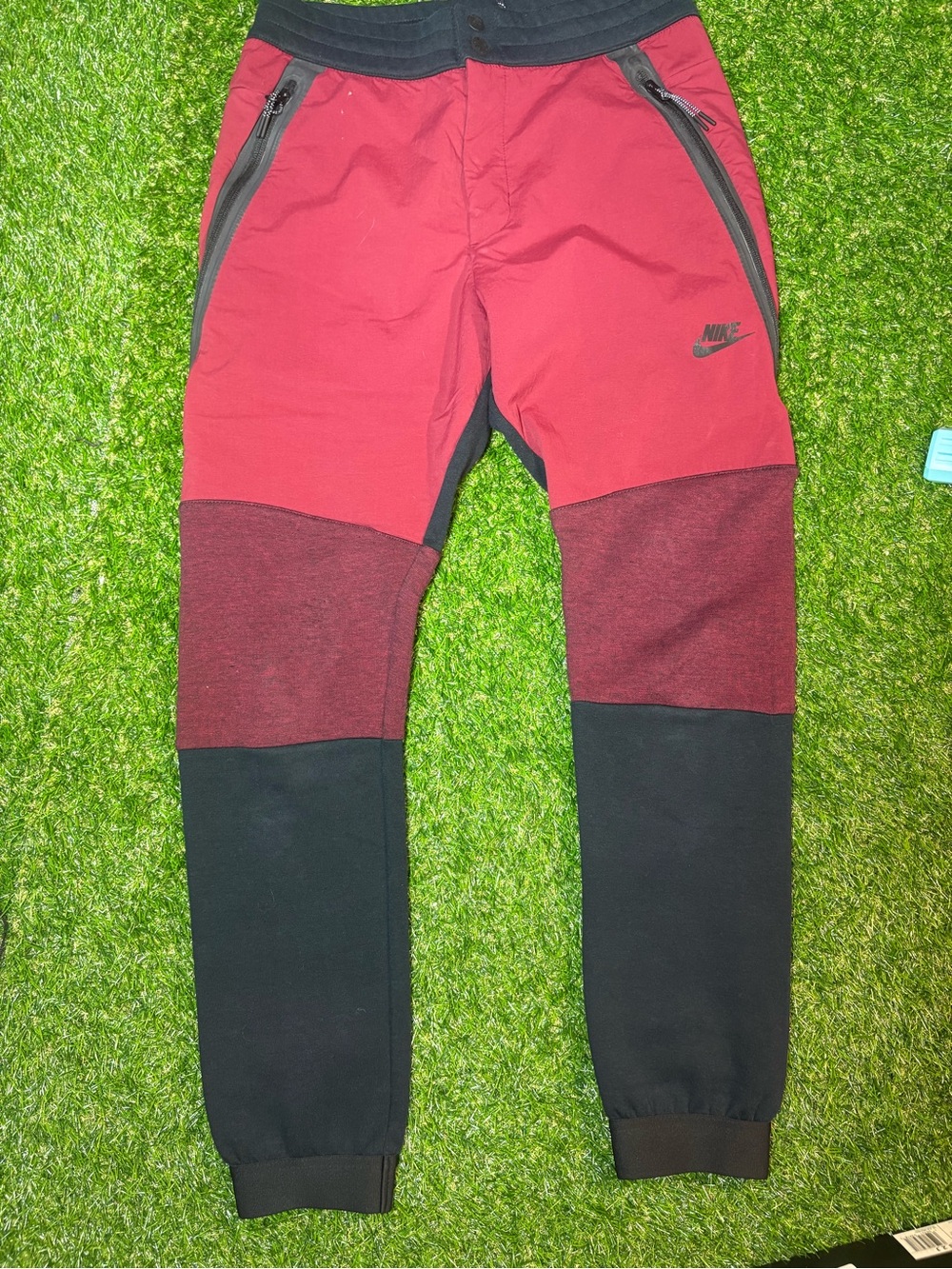 Nike TECH Red and Black Colorblock Joggers these pants are fire!